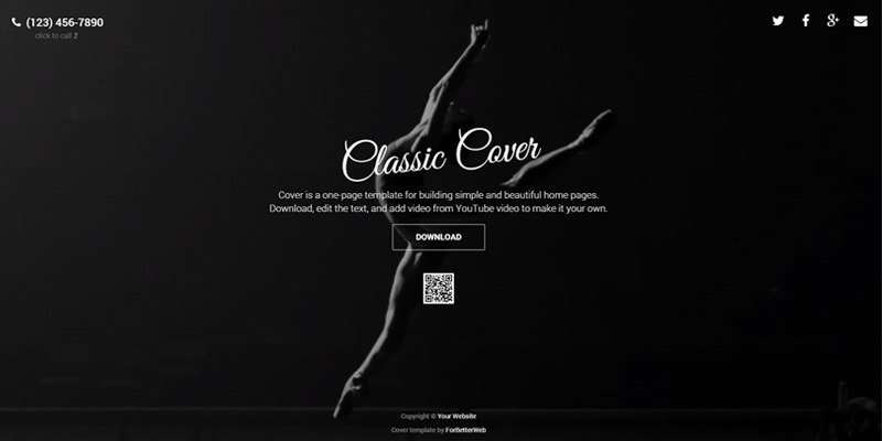 Classic Cover – One Page Websites (html, bootstrap)